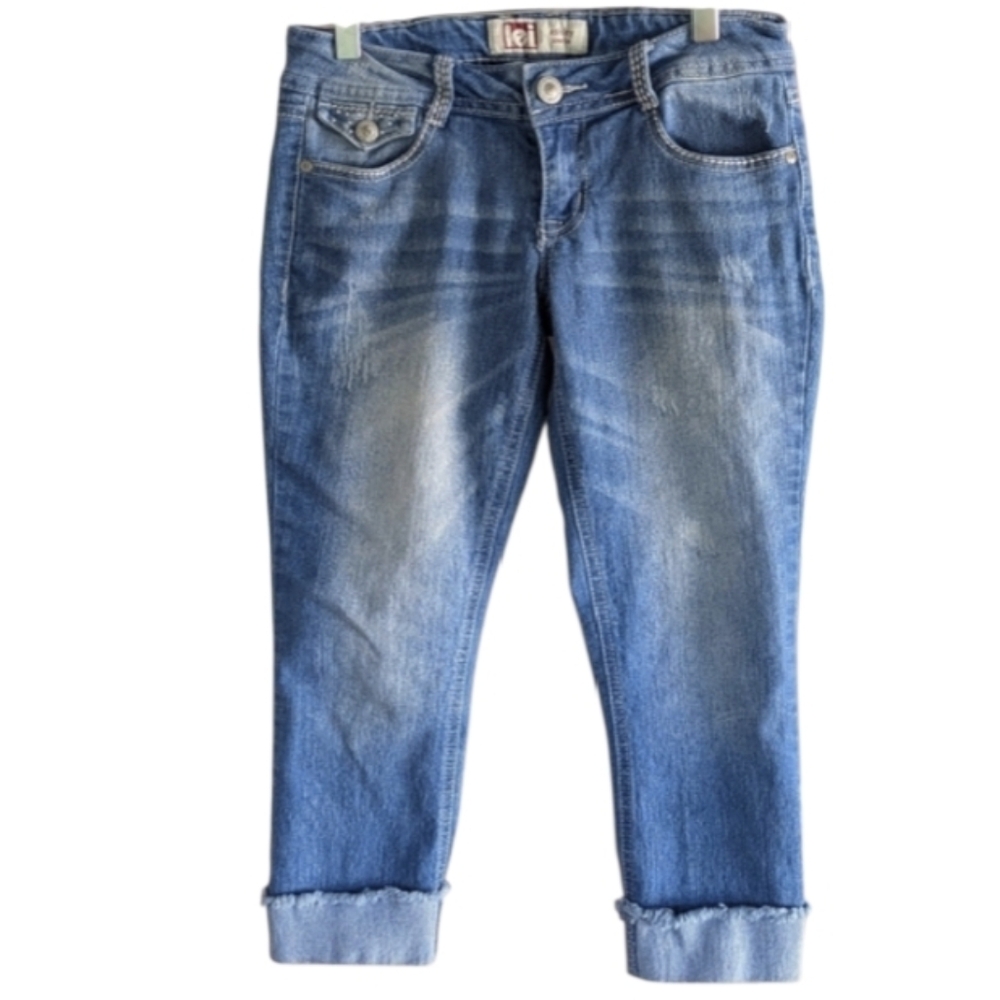 Vintage Y2K LEI Low Rise Capri Jeans Ashley Bling Baddie Blue Jeans Junior 1